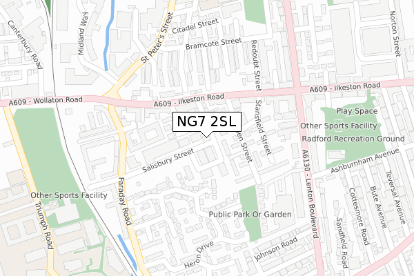 NG7 2SL map - large scale - OS Open Zoomstack (Ordnance Survey)