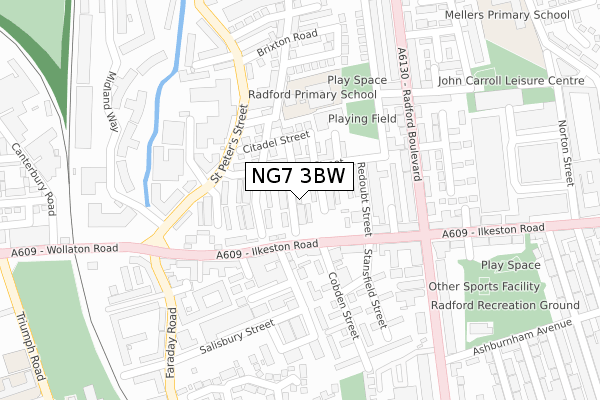 NG7 3BW map - large scale - OS Open Zoomstack (Ordnance Survey)