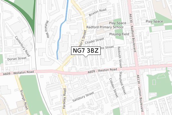 NG7 3BZ map - large scale - OS Open Zoomstack (Ordnance Survey)