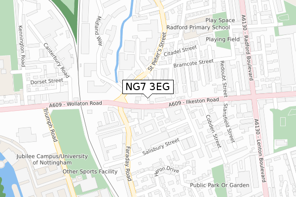 NG7 3EG map - large scale - OS Open Zoomstack (Ordnance Survey)