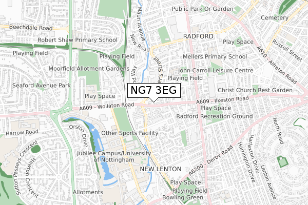 NG7 3EG map - small scale - OS Open Zoomstack (Ordnance Survey)