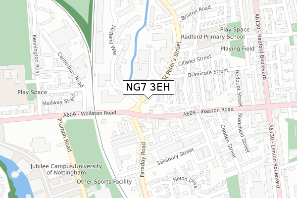 NG7 3EH map - large scale - OS Open Zoomstack (Ordnance Survey)