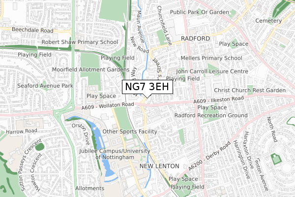 NG7 3EH map - small scale - OS Open Zoomstack (Ordnance Survey)