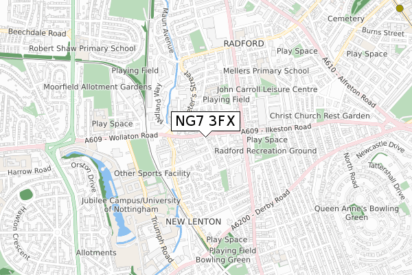 NG7 3FX map - small scale - OS Open Zoomstack (Ordnance Survey)