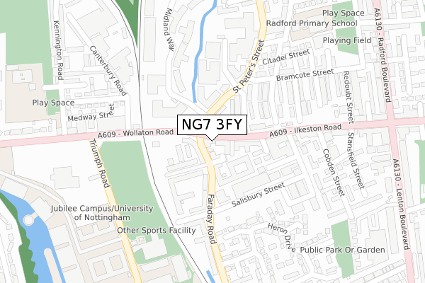 NG7 3FY map - large scale - OS Open Zoomstack (Ordnance Survey)