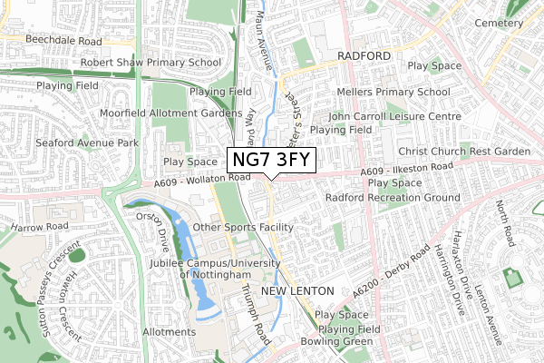 NG7 3FY map - small scale - OS Open Zoomstack (Ordnance Survey)