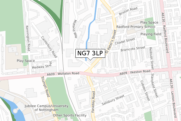 NG7 3LP map - large scale - OS Open Zoomstack (Ordnance Survey)