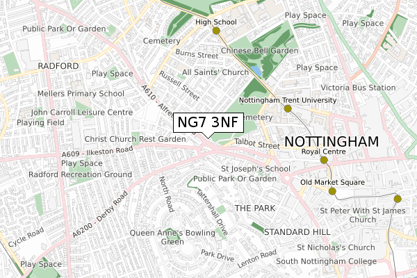 NG7 3NF map - small scale - OS Open Zoomstack (Ordnance Survey)