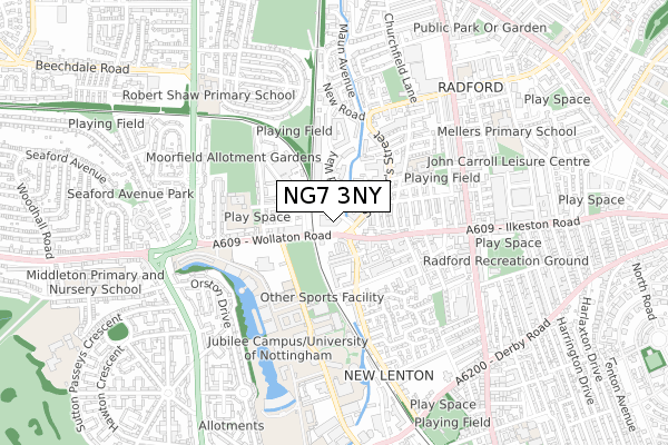 NG7 3NY map - small scale - OS Open Zoomstack (Ordnance Survey)