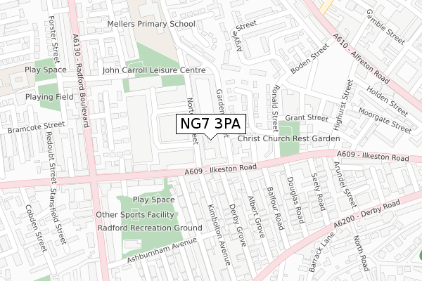 NG7 3PA map - large scale - OS Open Zoomstack (Ordnance Survey)