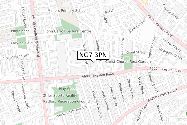 NG7 3PN map - large scale - OS Open Zoomstack (Ordnance Survey)