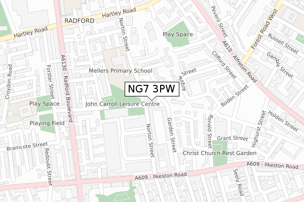 NG7 3PW map - large scale - OS Open Zoomstack (Ordnance Survey)