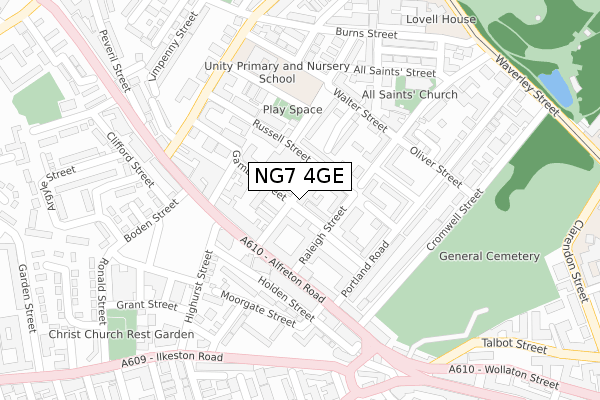 NG7 4GE map - large scale - OS Open Zoomstack (Ordnance Survey)