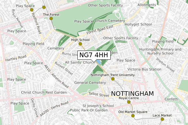 NG7 4HH map - small scale - OS Open Zoomstack (Ordnance Survey)