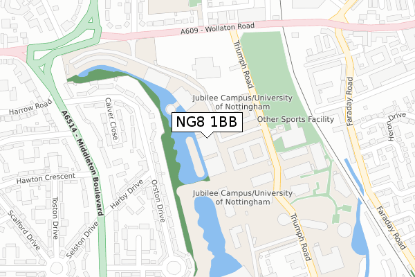 NG8 1BB map - large scale - OS Open Zoomstack (Ordnance Survey)