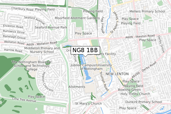 NG8 1BB map - small scale - OS Open Zoomstack (Ordnance Survey)