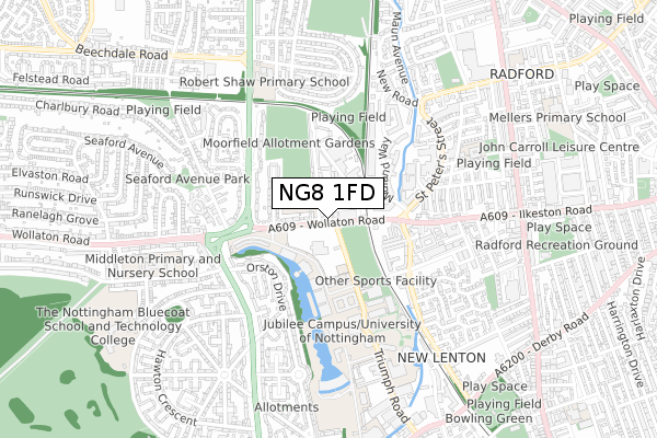 NG8 1FD map - small scale - OS Open Zoomstack (Ordnance Survey)