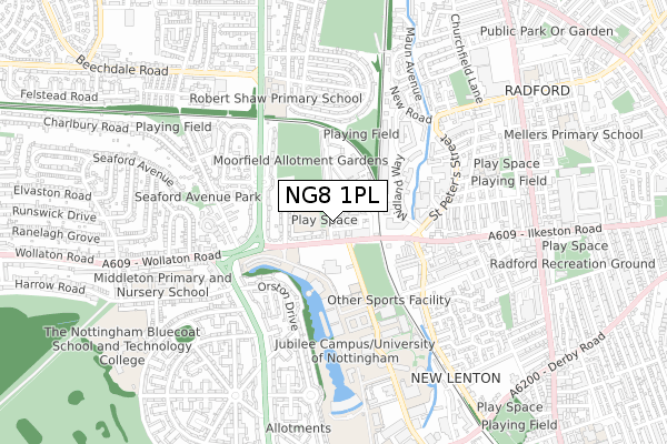 NG8 1PL map - small scale - OS Open Zoomstack (Ordnance Survey)