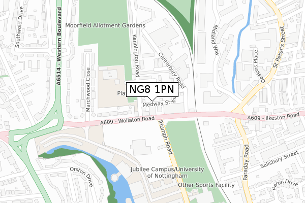 NG8 1PN map - large scale - OS Open Zoomstack (Ordnance Survey)