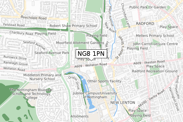 NG8 1PN map - small scale - OS Open Zoomstack (Ordnance Survey)