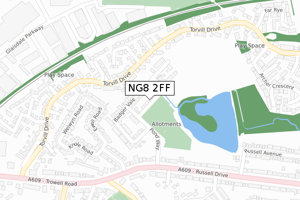 NG8 2FF map - large scale - OS Open Zoomstack (Ordnance Survey)