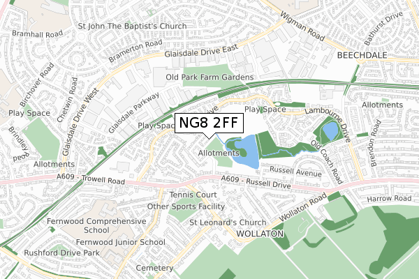 NG8 2FF map - small scale - OS Open Zoomstack (Ordnance Survey)