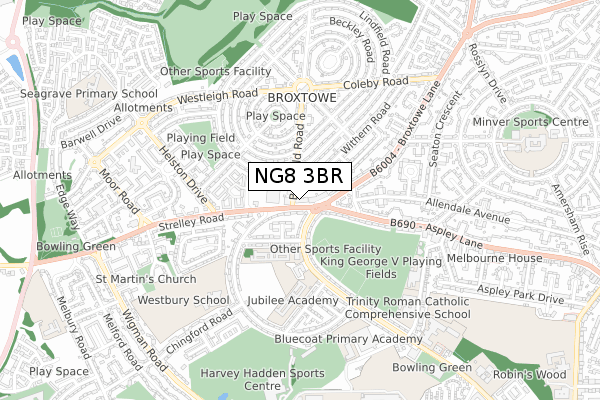 NG8 3BR map - small scale - OS Open Zoomstack (Ordnance Survey)