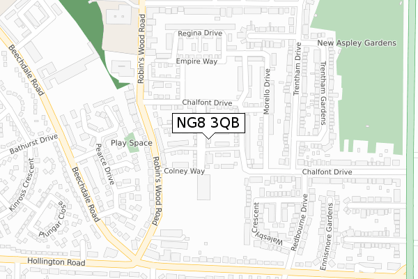 NG8 3QB map - large scale - OS Open Zoomstack (Ordnance Survey)