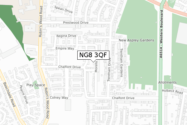 NG8 3QF map - large scale - OS Open Zoomstack (Ordnance Survey)