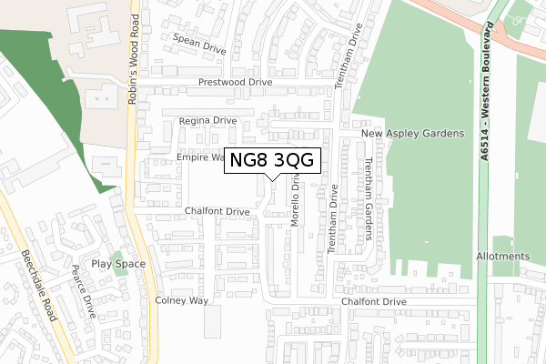 NG8 3QG map - large scale - OS Open Zoomstack (Ordnance Survey)