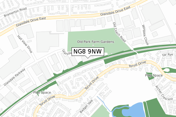 NG8 9NW map - large scale - OS Open Zoomstack (Ordnance Survey)