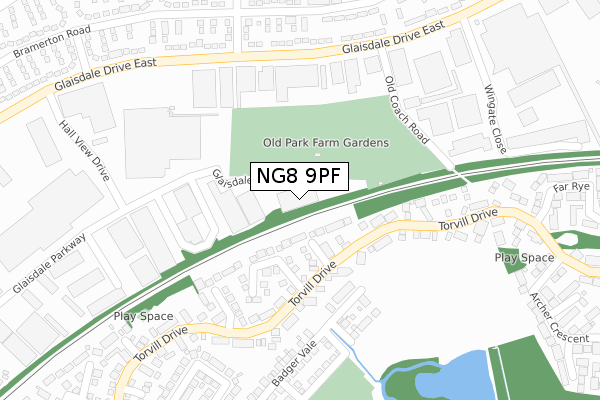 NG8 9PF map - large scale - OS Open Zoomstack (Ordnance Survey)