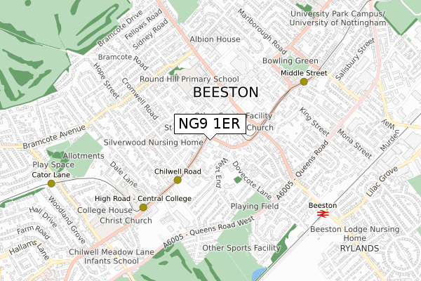 NG9 1ER map - small scale - OS Open Zoomstack (Ordnance Survey)