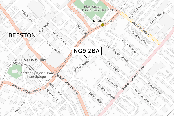 NG9 2BA map - large scale - OS Open Zoomstack (Ordnance Survey)