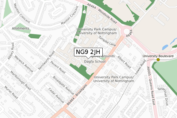 NG9 2JH map - large scale - OS Open Zoomstack (Ordnance Survey)