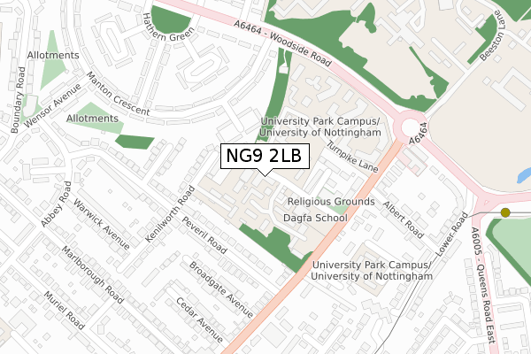 NG9 2LB map - large scale - OS Open Zoomstack (Ordnance Survey)