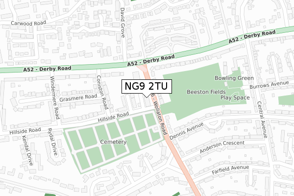 NG9 2TU map - large scale - OS Open Zoomstack (Ordnance Survey)