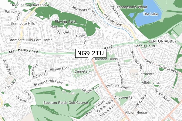 NG9 2TU map - small scale - OS Open Zoomstack (Ordnance Survey)