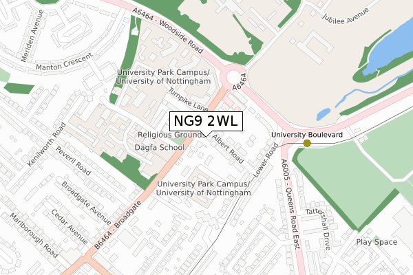 NG9 2WL map - large scale - OS Open Zoomstack (Ordnance Survey)