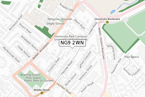 NG9 2WN map - large scale - OS Open Zoomstack (Ordnance Survey)