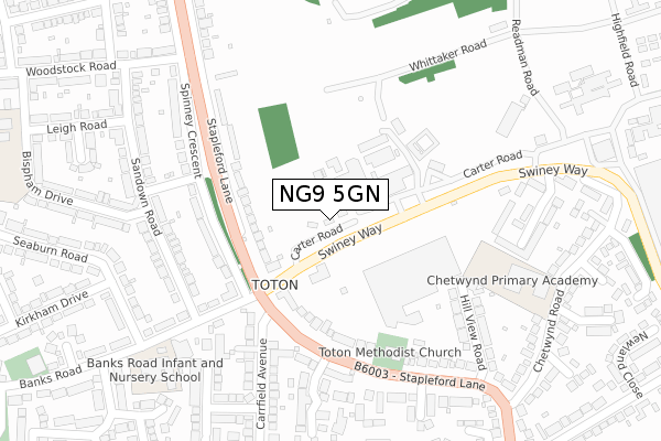 NG9 5GN map - large scale - OS Open Zoomstack (Ordnance Survey)