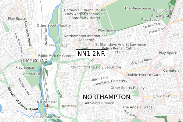 NN1 2NR map - small scale - OS Open Zoomstack (Ordnance Survey)