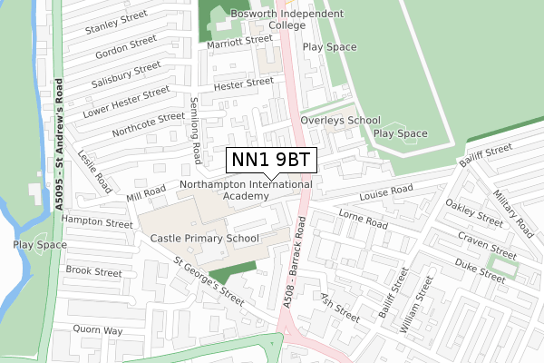 NN1 9BT map - large scale - OS Open Zoomstack (Ordnance Survey)