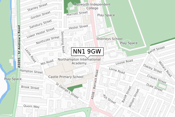 NN1 9GW map - large scale - OS Open Zoomstack (Ordnance Survey)