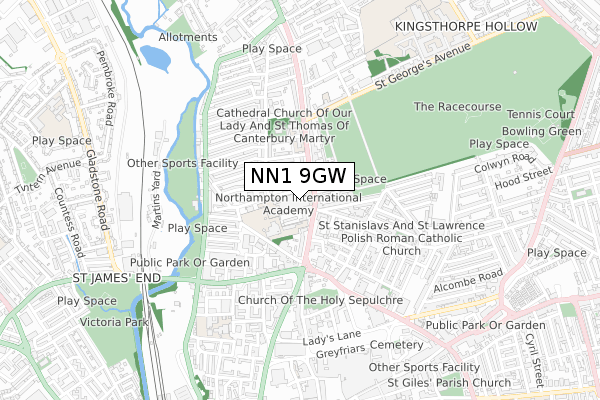 NN1 9GW map - small scale - OS Open Zoomstack (Ordnance Survey)