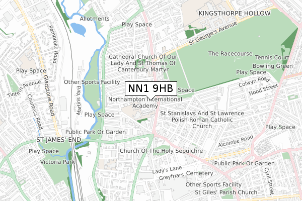 NN1 9HB map - small scale - OS Open Zoomstack (Ordnance Survey)