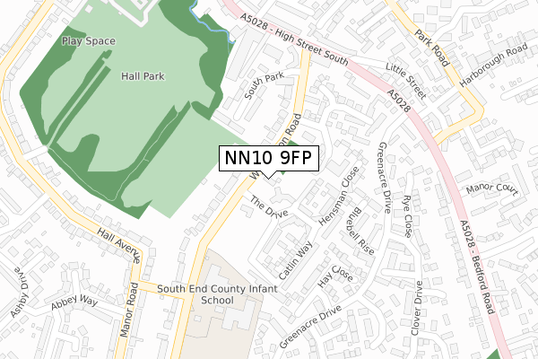 NN10 9FP map - large scale - OS Open Zoomstack (Ordnance Survey)