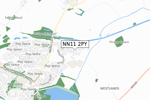 NN11 2PY map - small scale - OS Open Zoomstack (Ordnance Survey)