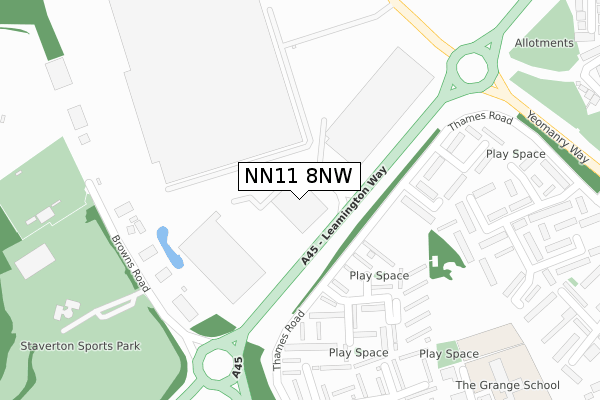 NN11 8NW map - large scale - OS Open Zoomstack (Ordnance Survey)