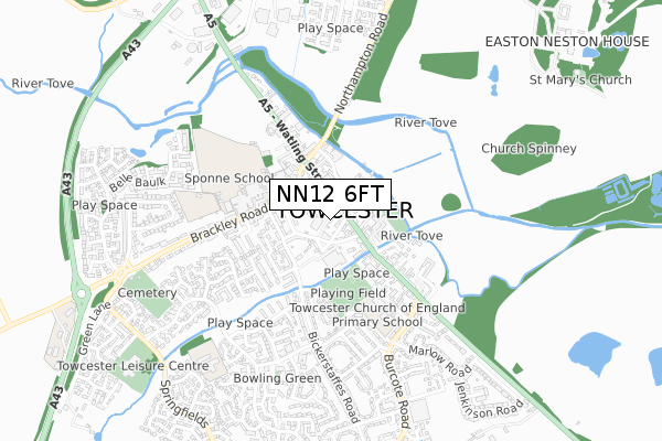 NN12 6FT map - small scale - OS Open Zoomstack (Ordnance Survey)